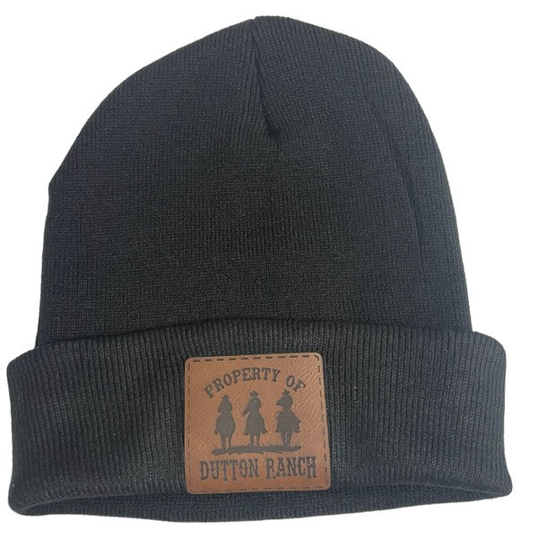 Property of Dutton Ranch Leather Patch Beanie