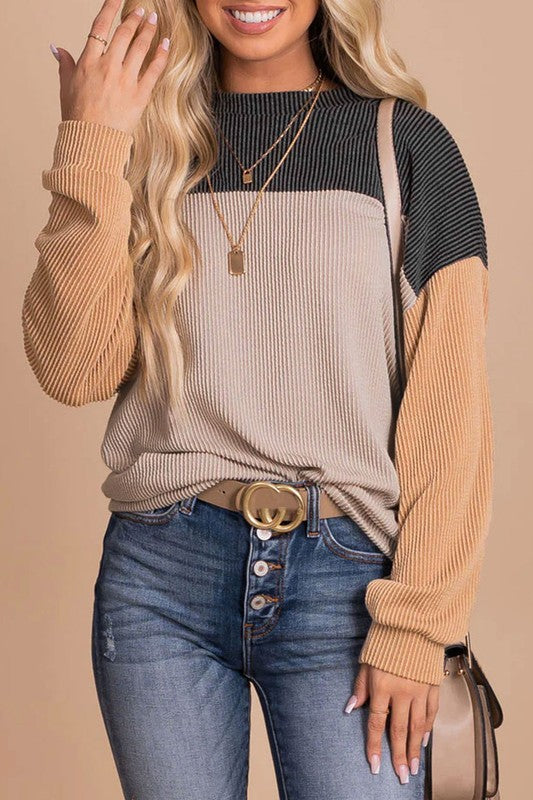 Ribbed Color Block Top