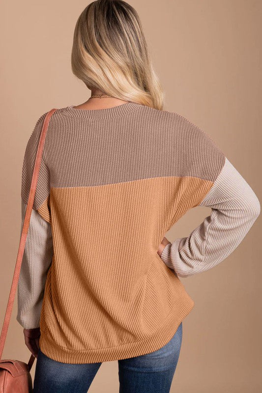 Ribbed Color Block Top