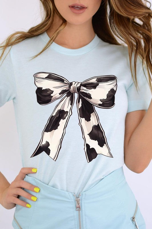 Coquette Cow Print Bow Graphic T Shirts