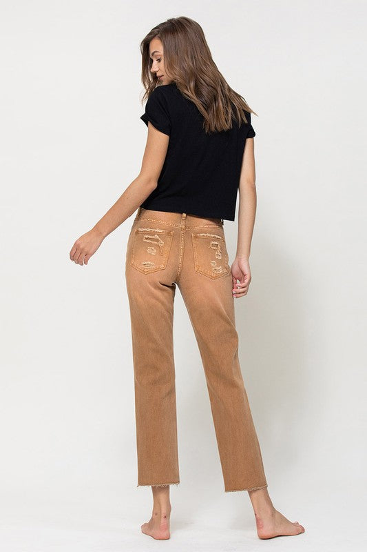 High-RIse Straight Crop Jeans