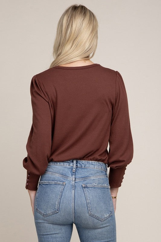 Leg of Mutton Sleeve Knit Top