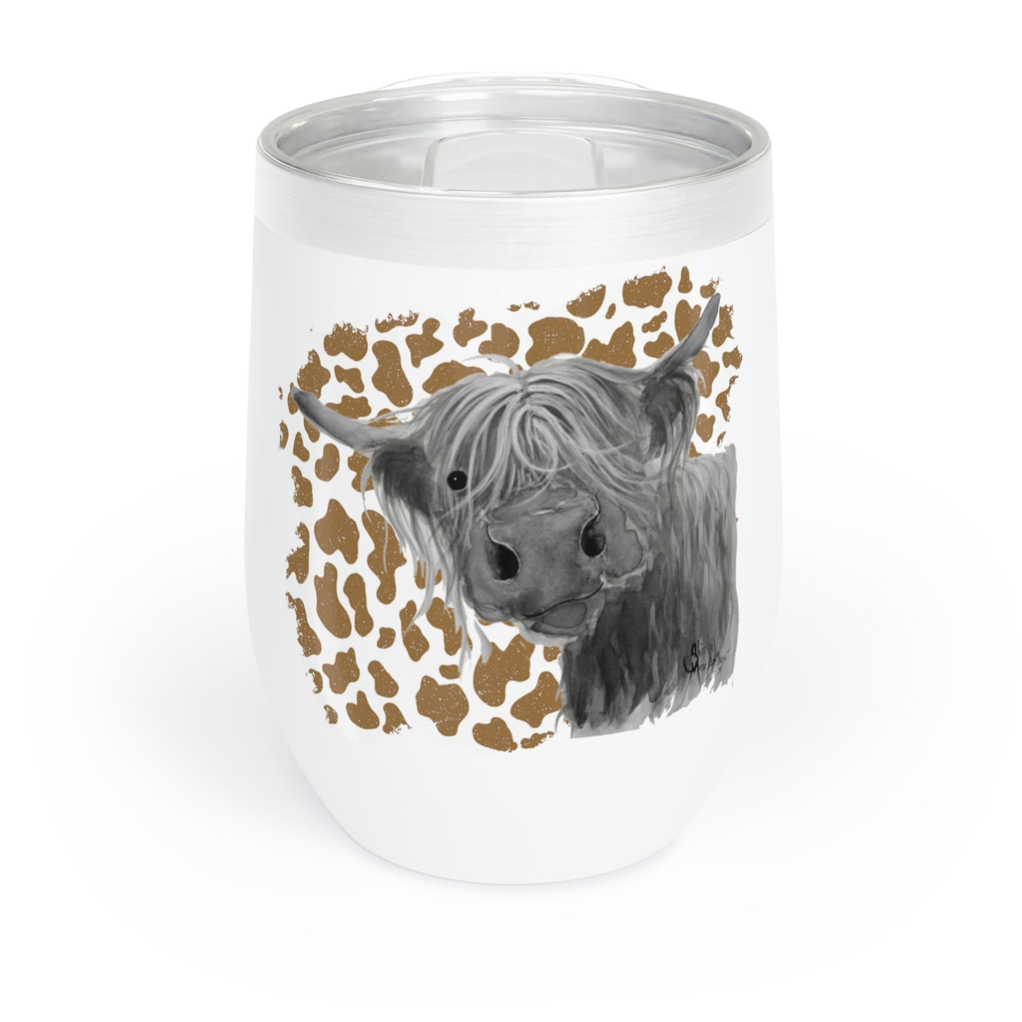 Highland Cow Print Wine Tumbler