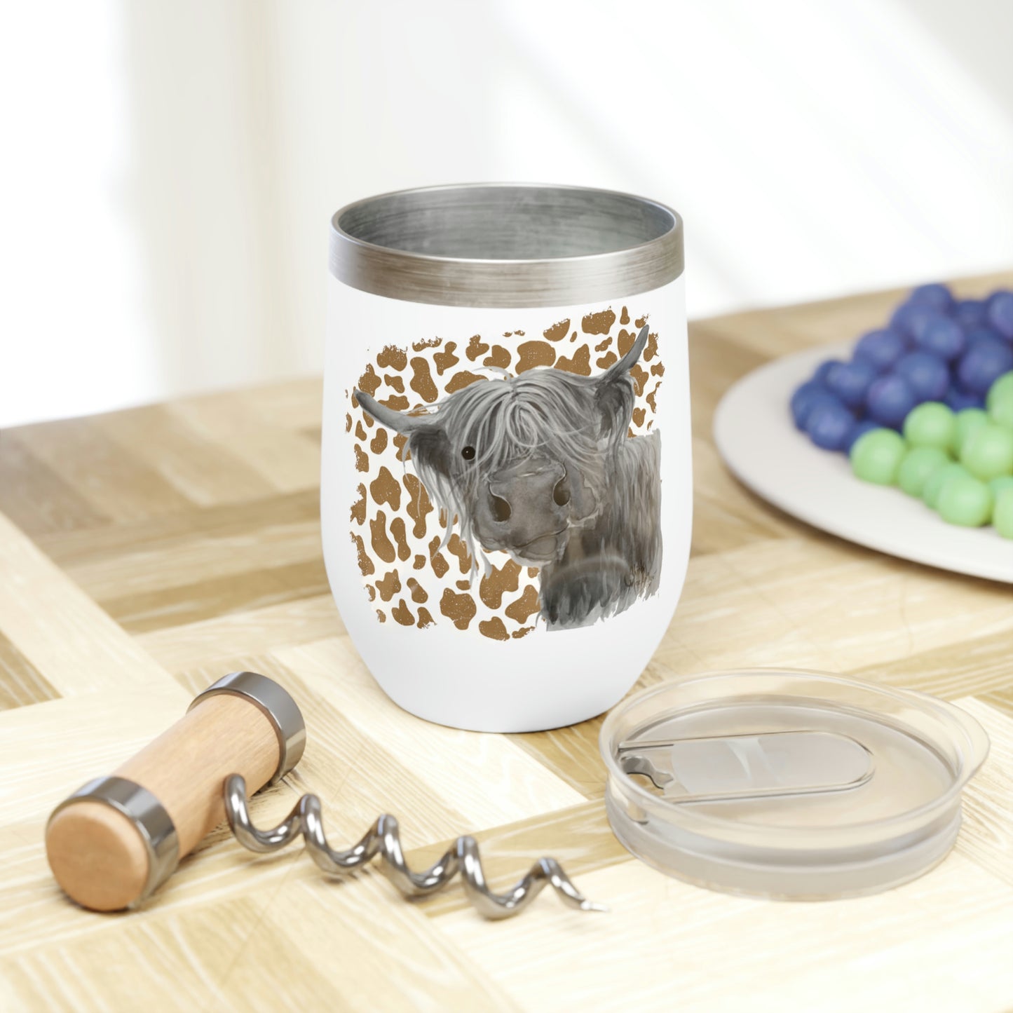 Highland Cow Print Wine Tumbler