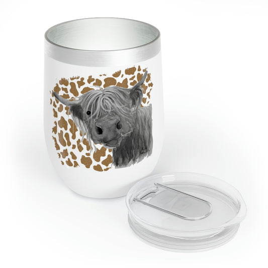 Highland Cow Print Wine Tumbler