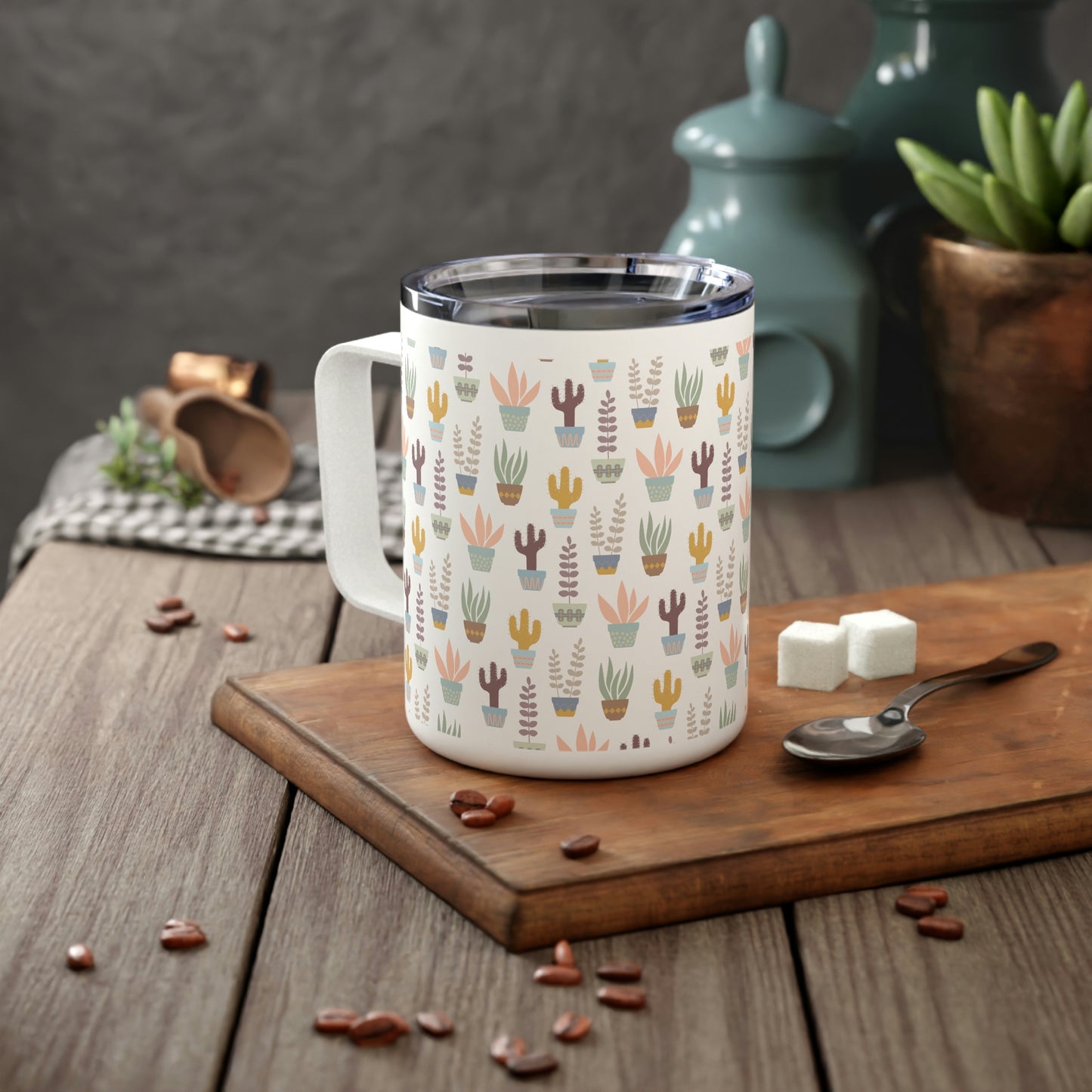 Cactus Print Insulated Coffee Mug, 10oz